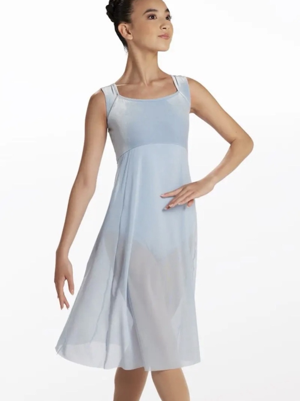 Light Blue Weissman Dress Jeweled+Hair piece